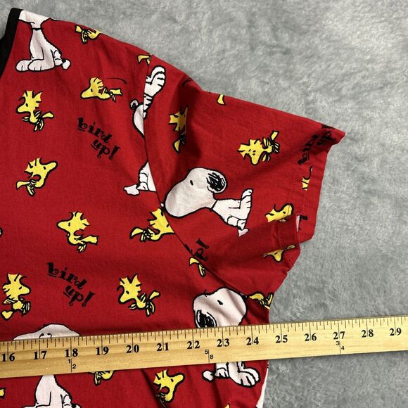 Peanuts Medical Scrub Top Snoopy Woodstock Red XL Cotton Mens/Womens Short Sleev - Picture 6 of 12
